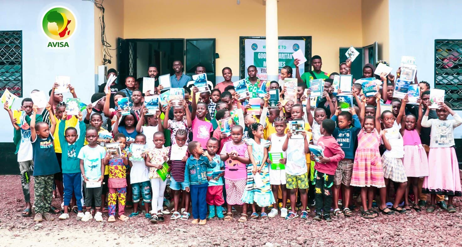 Group of children with school supplies